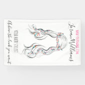 かわいいボホ結婚ヘアースタイル美容師フローラ 横断幕 (横)