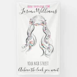 かわいいボホ結婚ヘアースタイル美容師フローラ 横断幕