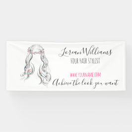 かわいいボホ結婚ヘアースタイル美容師フローラ 横断幕