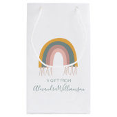 かわいいボホ虹からの贈り物パーソナライズされた スモールペーパーバッグ (裏面)