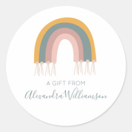 かわいいボホ虹からの贈り物パーソナライズされた ラウンドシール