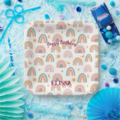 かわいいボホ虹のパターンパーソナライズされた名 ペーパープレート (パーティー)