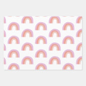 かわいいボホ虹のパタ絵画ーンの珊瑚紫 ラッピングペーパーシート (正面2)