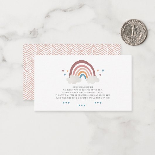 かわいいボホ虹の恋ハート本の赤ちゃんシャワー ノートカード (正面/裏面インサイチュ)