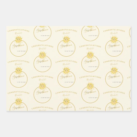 かわいいボホ虹の日差し赤ちゃんシャワー ラッピングペーパーシート (正面)