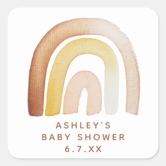 かわいいボホ虹男女兼用赤ちゃんシャワー スクエアシール (正面)