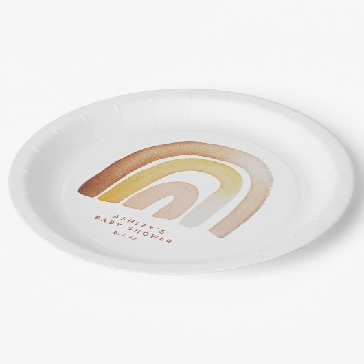 かわいいボホ虹男女兼用赤ちゃんシャワー ペーパープレート (アングル)