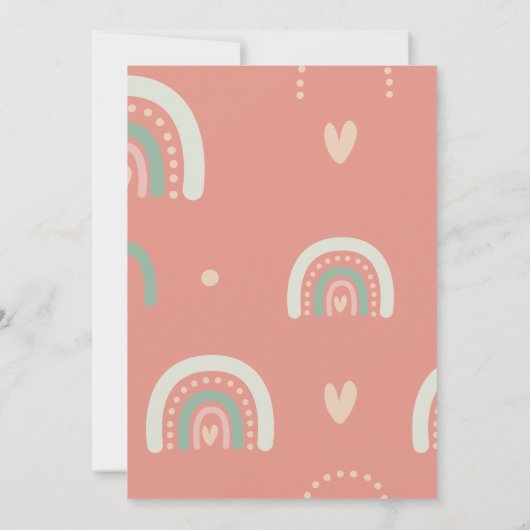 かわいいボホ赤面ピンクハート赤ちゃんシャワーありがとう サンキューカード (裏面)