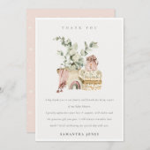 かわいいボホ赤面子供部屋紅葉ガールベイビーシャワー サンキューカード (正面/裏面)