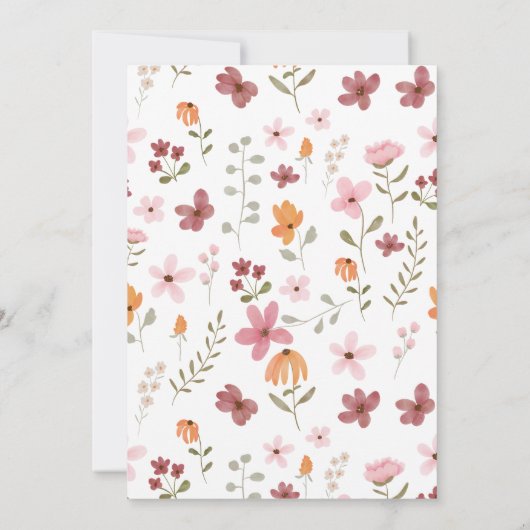 かわいいボホ野草小さな蝶の赤ちゃんシャワー 招待状 (裏面)