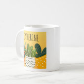 かわいいボホ鉢植えパーソナライズされた植物愛好家 コーヒーマグカップ (正面左)