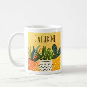 かわいいボホ鉢植えパーソナライズされた植物愛好家 コーヒーマグカップ