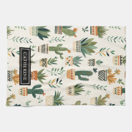 かわいいボホ鉢植え植物植物愛好家キッチンタオル キッチンタオル