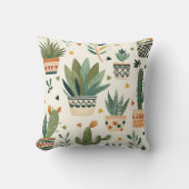 かわいいボホ鉢植え模様屋外 クッション (正面)