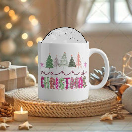 かわいいボホ風クリスマスツリー昇華デザイン ジャンボコーヒーマグカップ