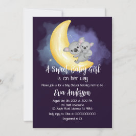 かわいいボホ コアラが月でベビーシャワー 招待状