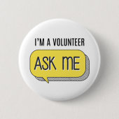 かわいいボランティア募集!シンプルイエロー 缶バッジ (正面)