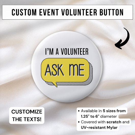 かわいいボランティア募集！黄色でシンプルなポスター - 私に聞いて 缶バッジ