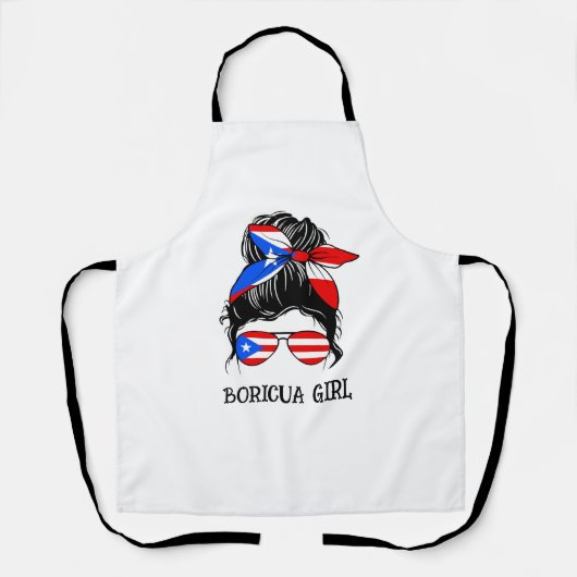 かわいいボリチャガールプエルトリコ国旗 エプロン (正面)