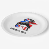 かわいいボリチャガールプエルトリコ国旗 ペーパープレート (アングル)