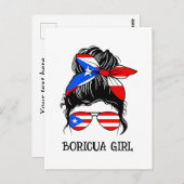 かわいいボリチャガールプエルトリコ国旗 ポストカード (正面/裏面)