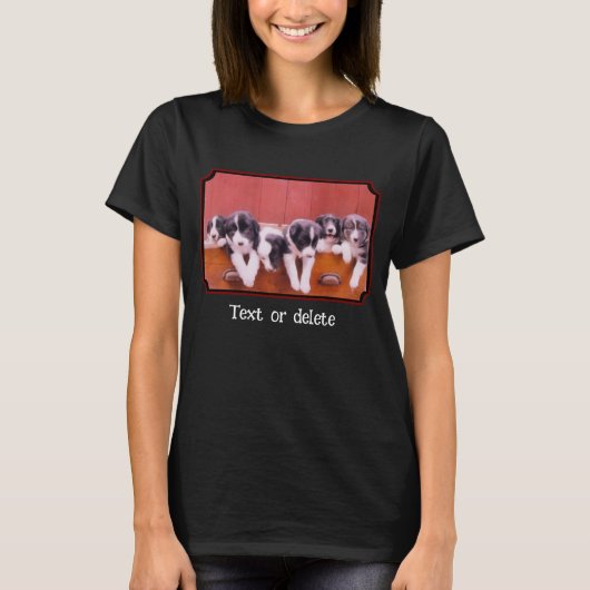 かわいいボーダーコリーの子犬 パーソナライズデザイン Tシャツ (正面)