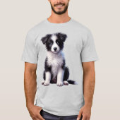 かわいいボーダーコリーの子犬 Tシャツ (正面)