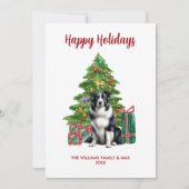 かわいいボーダーコリーの犬家族のクリスマス シーズンカード (正面)