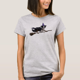 かわいいボーダーコリー魔女Tシャツ Tシャツ