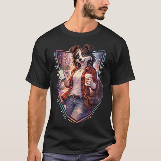 かわいいボーダーコリー Tシャツ (正面)
