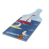 かわいいボートシーサイドアート カッティングボード (角)