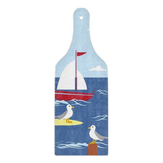 かわいいボートシーサイドアート カッティングボード (正面)