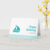 かわいいボート海波カスタム誕生日 カード (黄色い花)