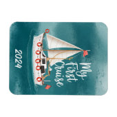 かわいいボート – 私の最初のクルーズ – カスタム マグネット (横)