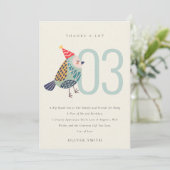 かわいいボーホーアクアブルーの鳥の誕生日お祝い(年齢不問) サンキューカード (スタンド正面)