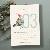 かわいいボーホーアクアブルーの鳥の誕生日パーティー（どんな年齢でも） サンキューカード