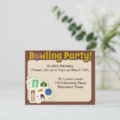 かわいいボーリングパーティー時間 招待状 (スタンド正面)