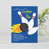 かわいいボーリング子供の誕生日パーティースポーツ 招待状 (スタンド正面)