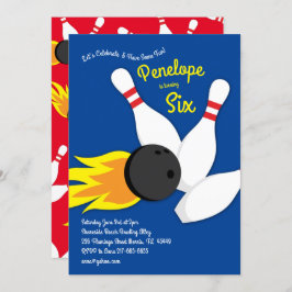 かわいいボーリング子供の誕生日パーティースポーツ 招待状