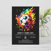 かわいいボールオンラインサッカー誕生日 招待状 (スタンド正面)