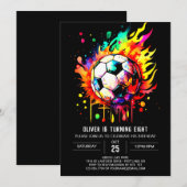 かわいいボールオンラインサッカー誕生日 招待状 (正面/裏面)