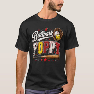 かわいいボールパークのポピー ソフトボール ポピー 野球ポピー Tシャツ