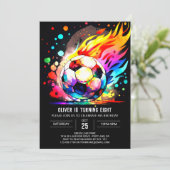 かわいいボール印刷用サッカー誕生日 招待状 (スタンド正面)