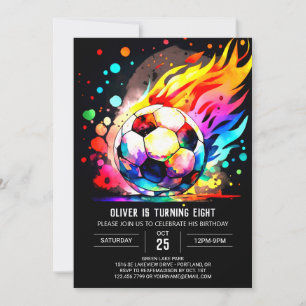 かわいいボール印刷用サッカー誕生日 招待状