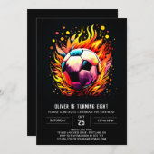 かわいいボール編集可能サッカー誕生日 招待状 (正面/裏面)