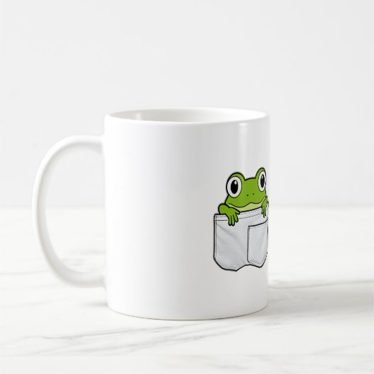 かわいいポケットカエル コーヒーマグカップ (左)