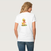 かわいいポケットサイズのアヒルのデザイン、幸せな動物アート Tシャツ (裏面フル)