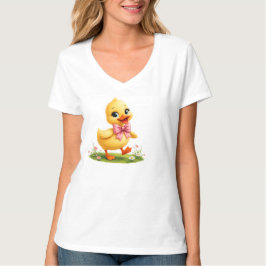 かわいいポケットサイズのアヒルのデザイン、幸せな動物アート Tシャツ