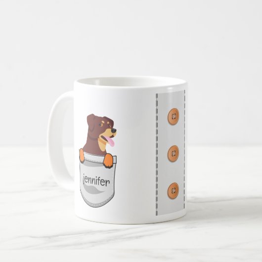 かわいいポケットパピーのロットワイラーOur Nameを追加 コーヒーマグカップ (正面左)