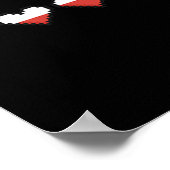 かわいいポケットピクセル赤いハートバレンタインデー ポスター (角)